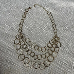 Women's Hexagon 3 Layered Gold Necklace